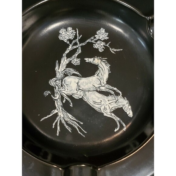 VINTAGE MCM RARE CROWN DEVON PEGASUS BLACK ASHTRAY TRINKET DISH ENGLAND 1960s - Picture 4 of 12